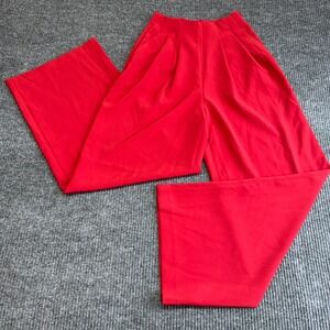 H&M Red High Rise Wide Leg Trouser Pants Women's Size 2 NWT